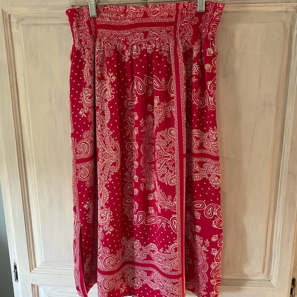 Ann Taylor Red Paisley A-Line Skirt